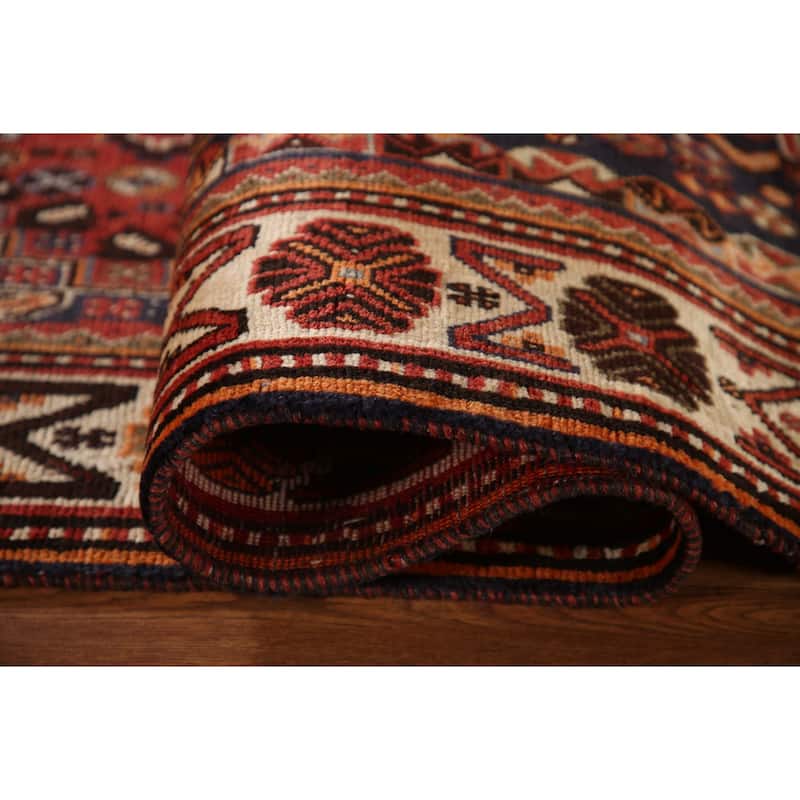 Traditional Orange Shiraz Persian Vintage Rug Handmade Wool Carpet - 5'10"x 9'5"