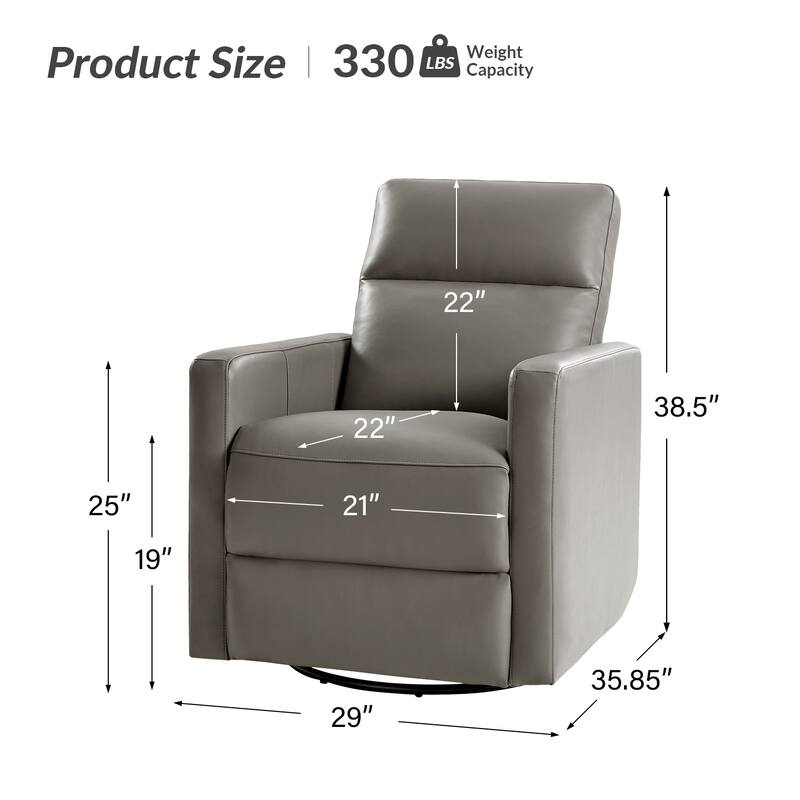 Josefa Modern Genuine Leather Swivel Rocker Recliner by Hulala Home