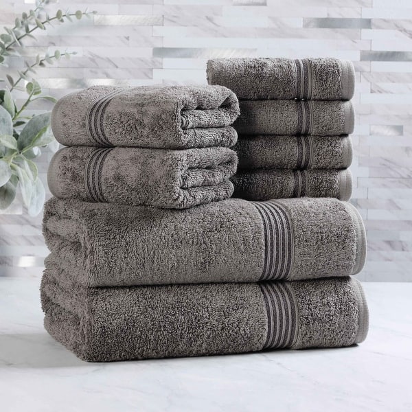 Superior Heritage Egyptian Cotton Absorbent 8-Piece Towel Set - Charcoal