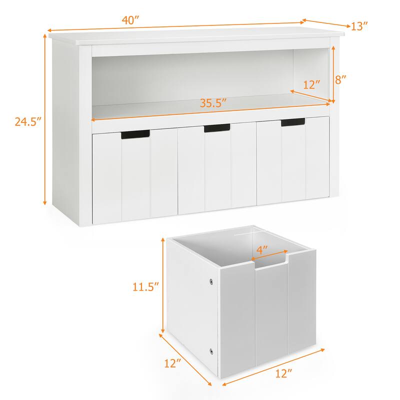 Storage Cabinet Toy Organizer with 3 Removable Drawers Rolling Wheels