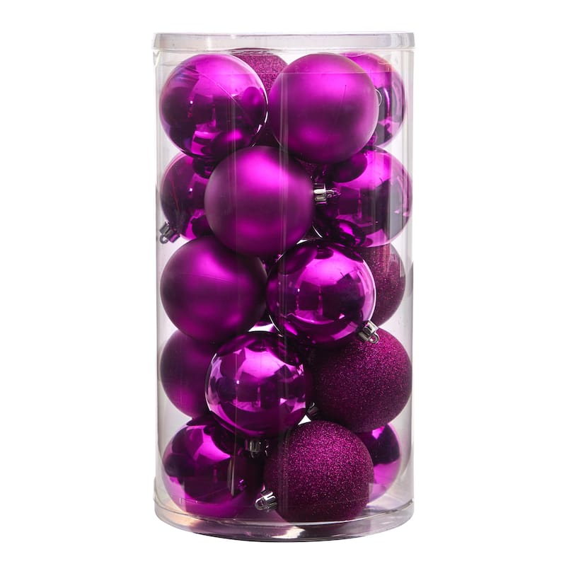 Holiday Christmas 20 Count 3" Shatterproof Ornament Set with Re-Useable Storage Container