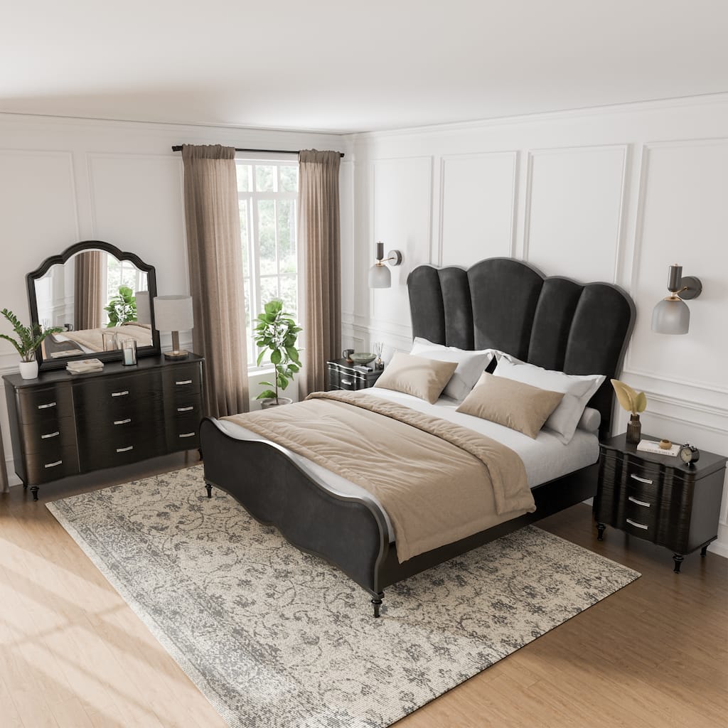 Furniture of America Seabliss Glam Solid Wood 5-Piece Bedroom Set
