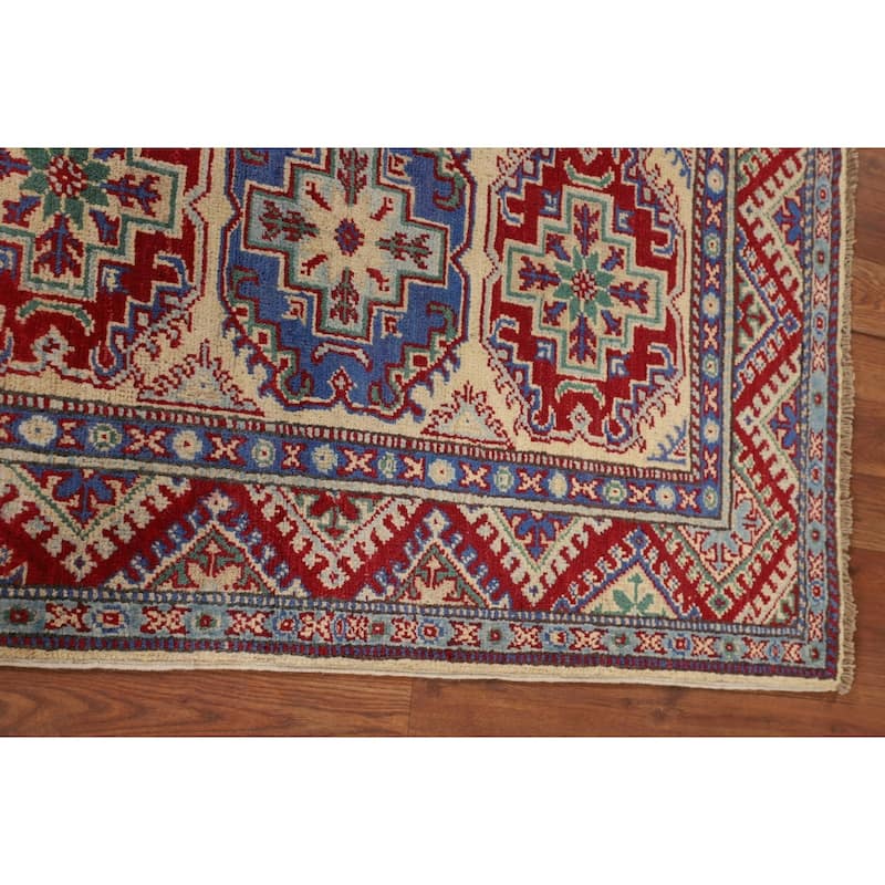 Geometric Kazak Oriental Accent Rug Handmade Bedroom Wool Carpet - 2'7" x 3'10"