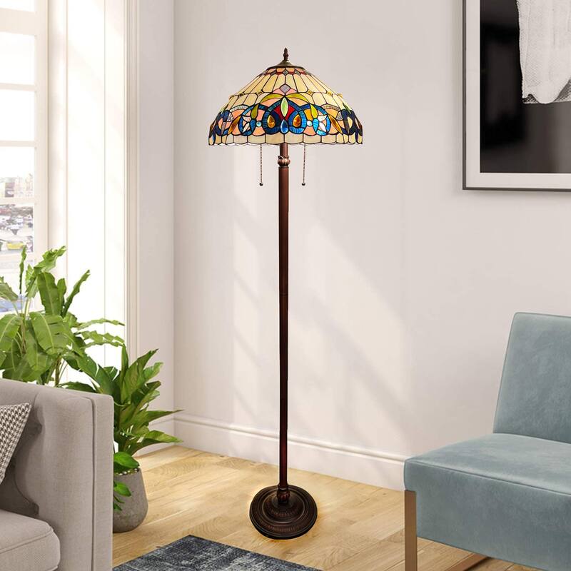 Tiffany-Style Victorian Design 2-light Floor Lamp