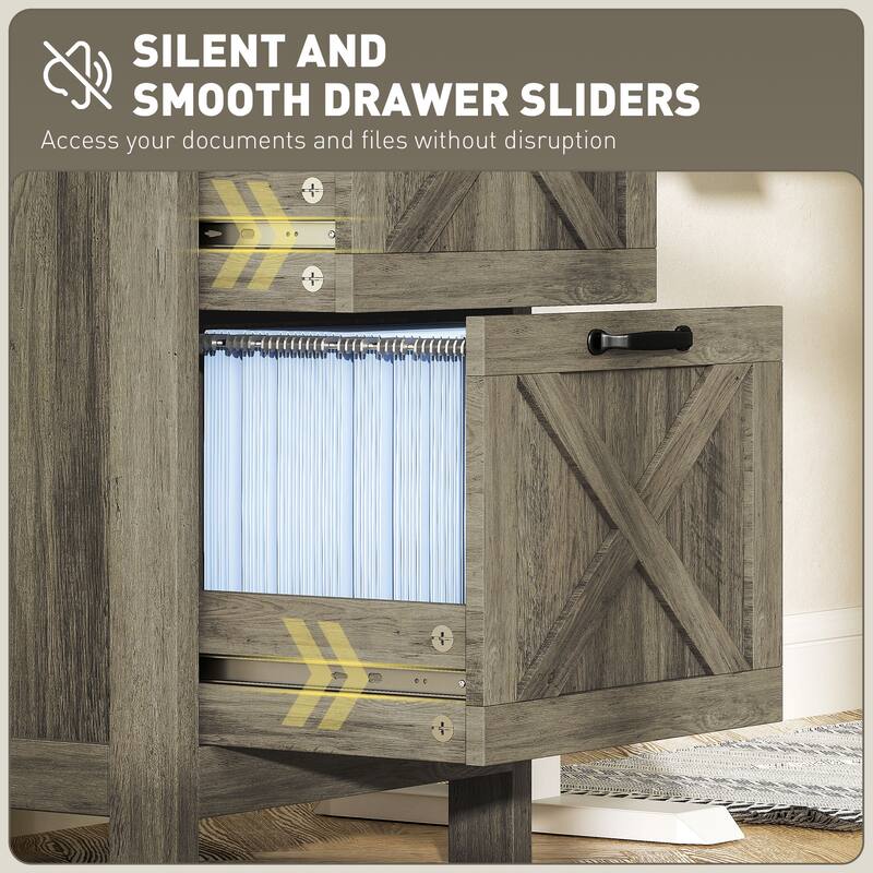 File Cabinet with 2 Drawers, Rustic Farmhouse Office Storage Cabinet,Light Gray