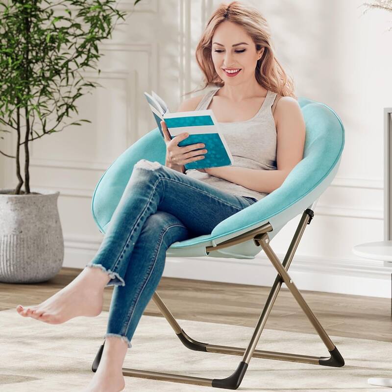 Foldable Comfy Plush Saucer Chair for Adults for Bedroom, Dorm, Gaming, Small Spaces