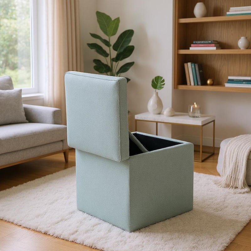 Modern Square Corduroy Ottoman Footrest with Hidden Storage for Living Room or Bedroom