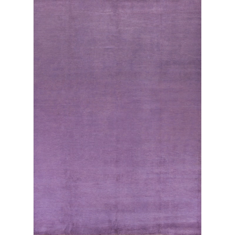 Hand Knotted Oriental 100% Wool Carpet Modern Solid Purples Gabbeh Area Rug - 11' 2'' X 8' 1''