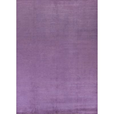 Hand Knotted Oriental 100% Wool Carpet Modern Solid Purples Gabbeh Area Rug - 11' 2'' X 8' 1''