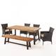 Linden Outdoor 6 Piece Rustic Iron and Acacia Wood Dining Set by Christopher Knight Home