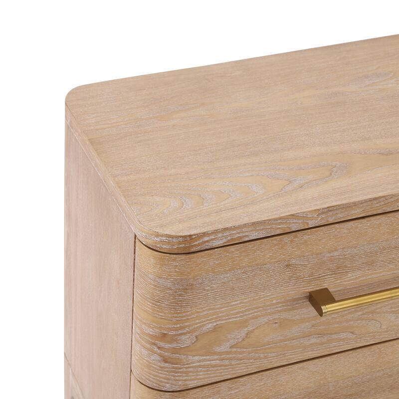 Christopher Knight Home - Modern Nightstand with 2 Drawers and Brushed Gold Handles