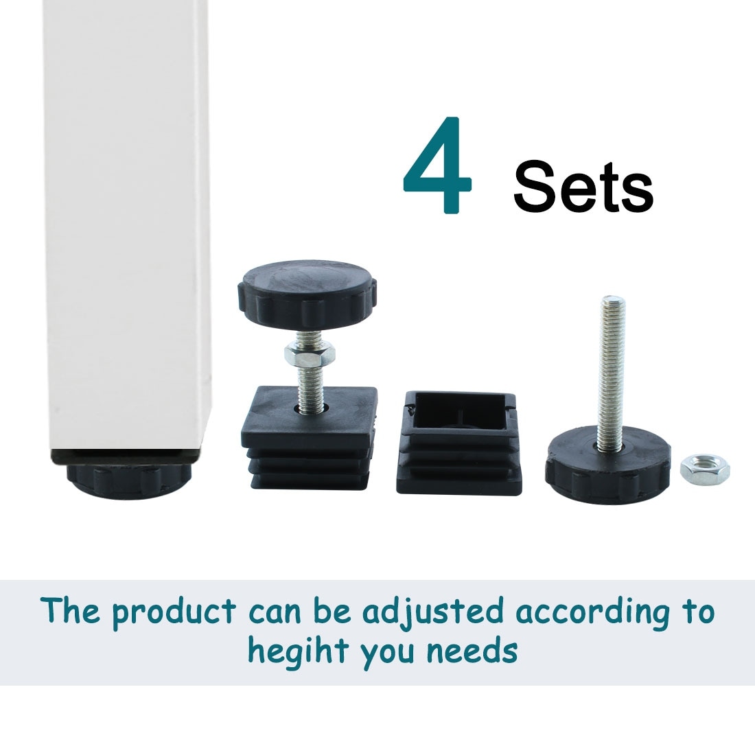 Shop Leveling Feet 40 X 40mm Square Tube Inserts Kit Furniture