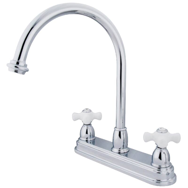 Kingston Brass Restoration Centerset Kitchen Faucet with Porcelain - Polished Chrome