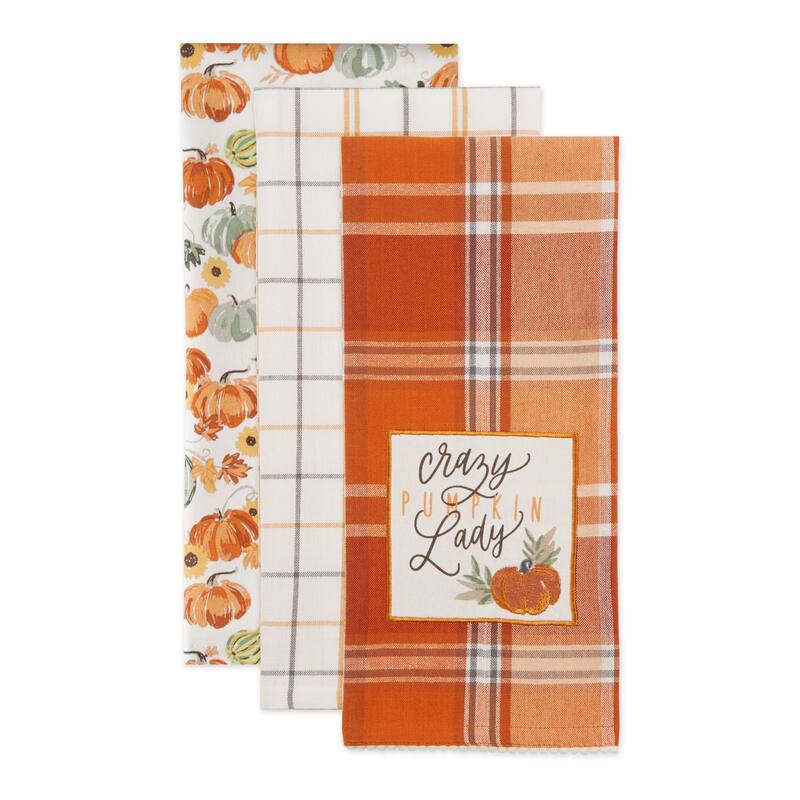 Autumn Pumpkins Printed Dishtowel (Set of 2)