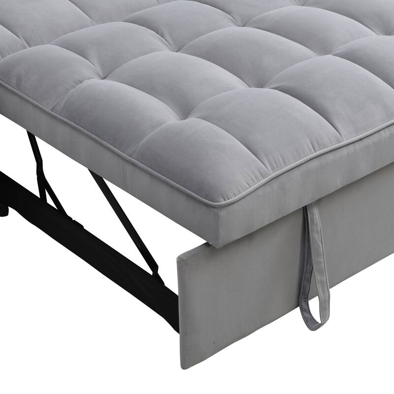 Convertible Sofa Bed with Holders, Velvet Loveseat with Reclining Backrest, Small Sofa with Toss Pillows and Pockets