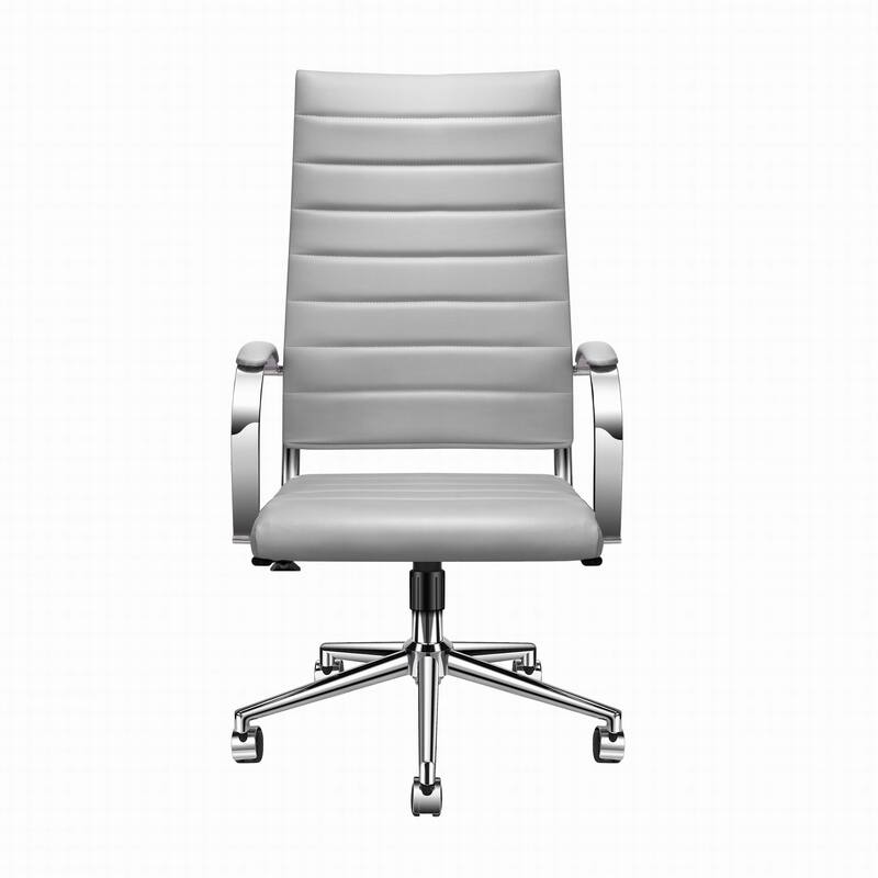 LUXMOD® Office Chair Faux Leather Silver Frame Adjustable and Swivel