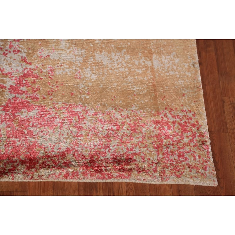 Multicolor Abstract Indian Area Rug Hand-Knotted Wool Carpet - 6'7"x 8'2"