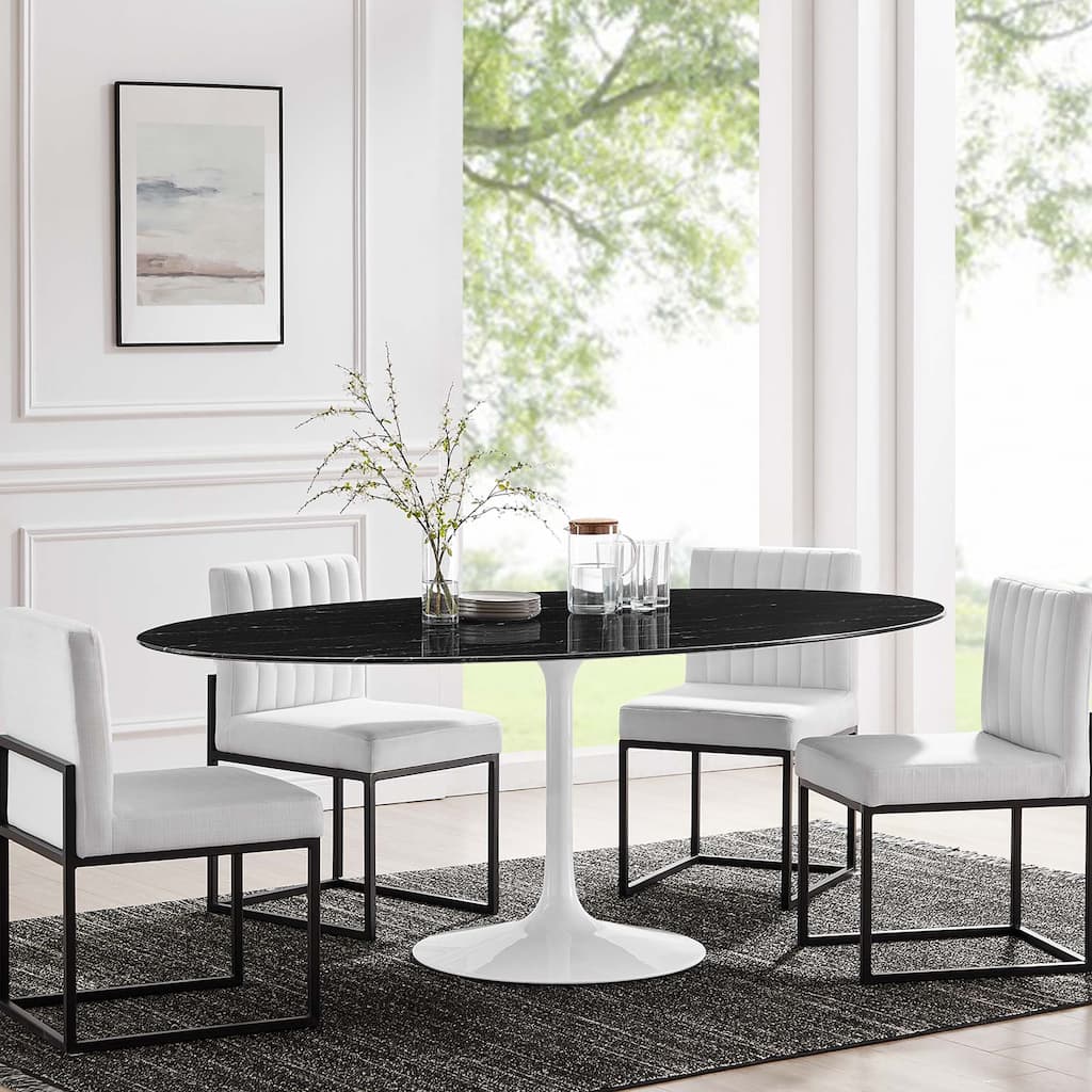 Lippa 78" Oval Artificial Marble Dining Table - N/A
