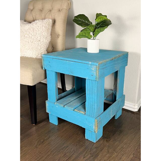 Reclaimed Wood Slim End/Side Table for Living Room