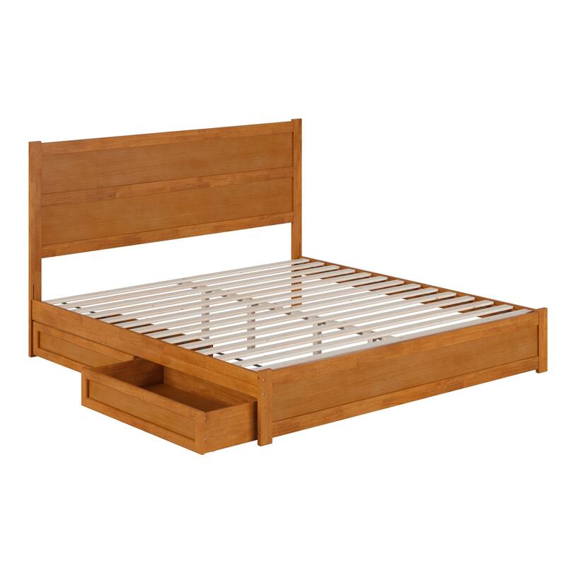 Aveline Wood Platform Bed with Matching Footboard & Storage Drawers