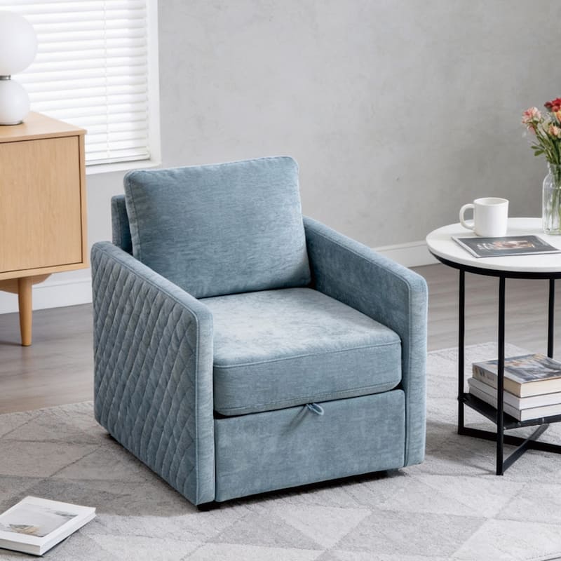 29.5"W Swivel Armchair with Hidden Storage,Club Chair Single Sofa with Pillow