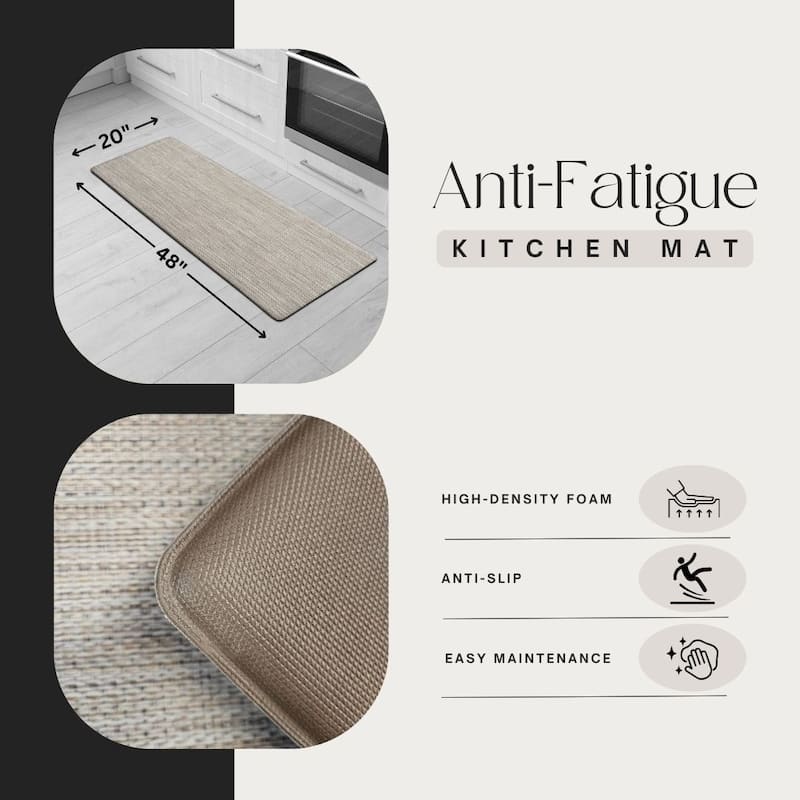 Ultra-Soft Anti Fatigue Kitchen Mat Kitchen Floor Runner 20x48 Inches - 48"L x 20"W x 6/8"H