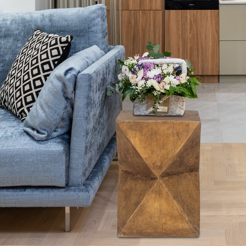Adeco Concrete Accent Table Modern Outdoor Side Table