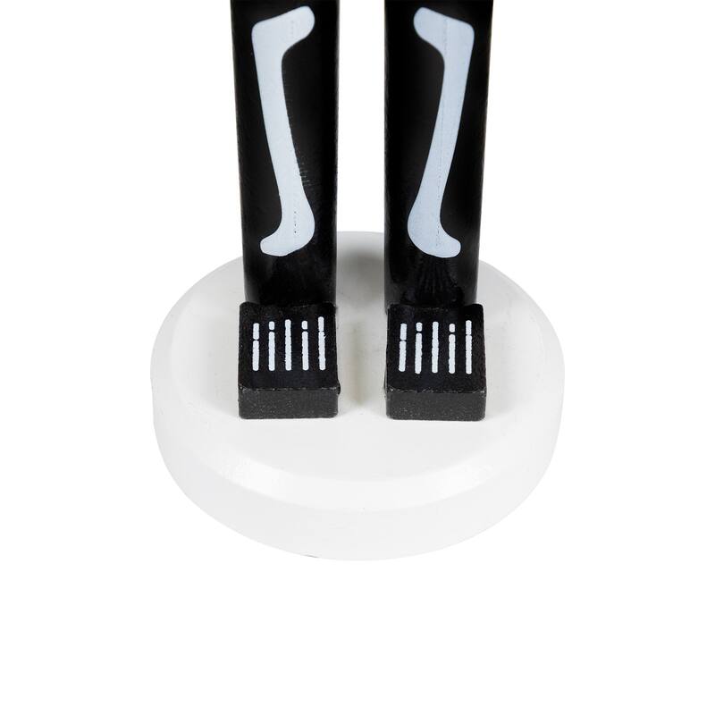 Skeleton Wooden Halloween Nutcracker - 14" - Black and White