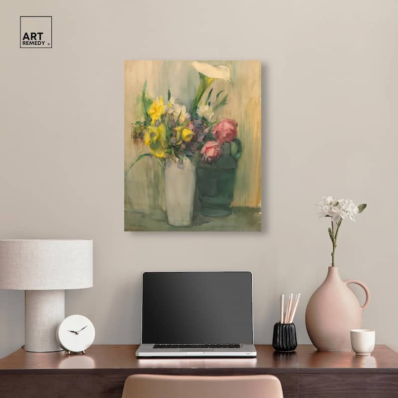 Flowers by Julian Alden Weir Canvas by Art Remedy, Gallery Wrapped