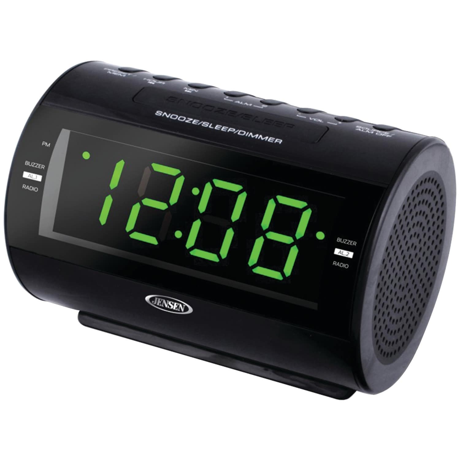 Jensen JCR-208A AM//FM Alarm Clock Radio Green LED Display with *Two Day Shipping