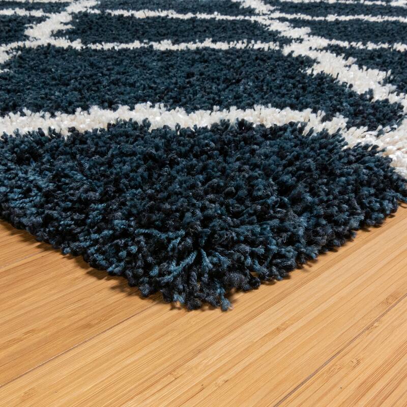 Gertmenian Ultimate Shag Tile Navy Plush Shag Area Rug