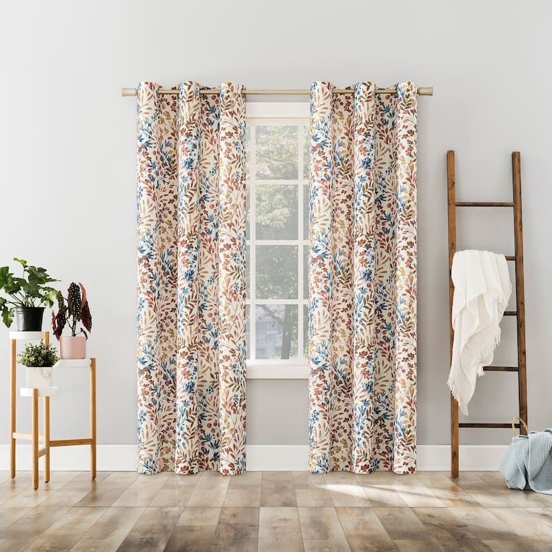No. 918 Amelie Botanical Print Room Darkening Grommet Curtain Panel, Single Panel