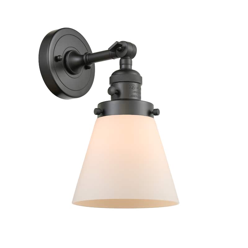 Innovations Lighting Small Cone Single Light 10" Tall Bathroom Sconce - Oil Rubbed Bronze / Matte White