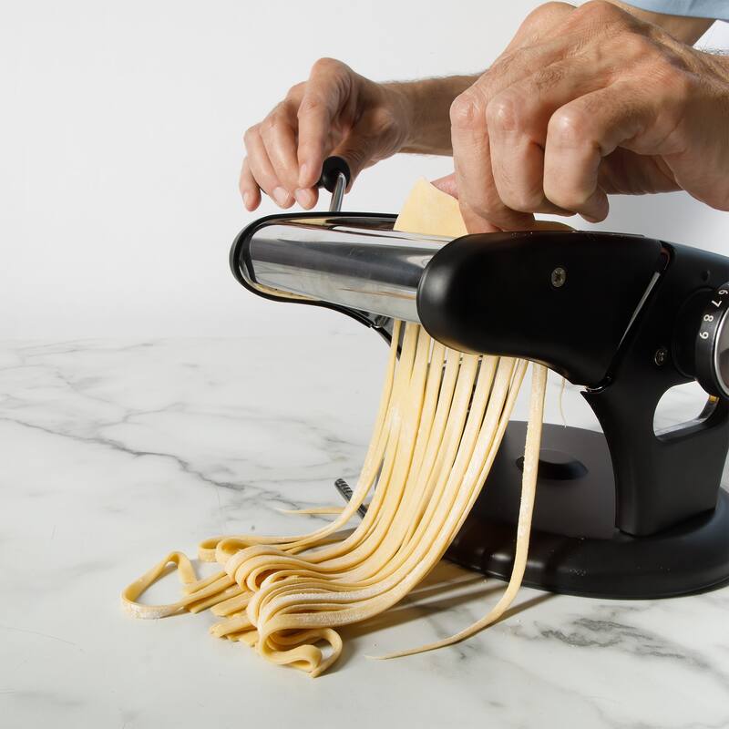 Calphalon Aero Heavy Duty Manual Pasta Maker Machine Noodle Maker w/Rollers & Cutters - Spaghetti, Fettuccini, Lasagna - Black