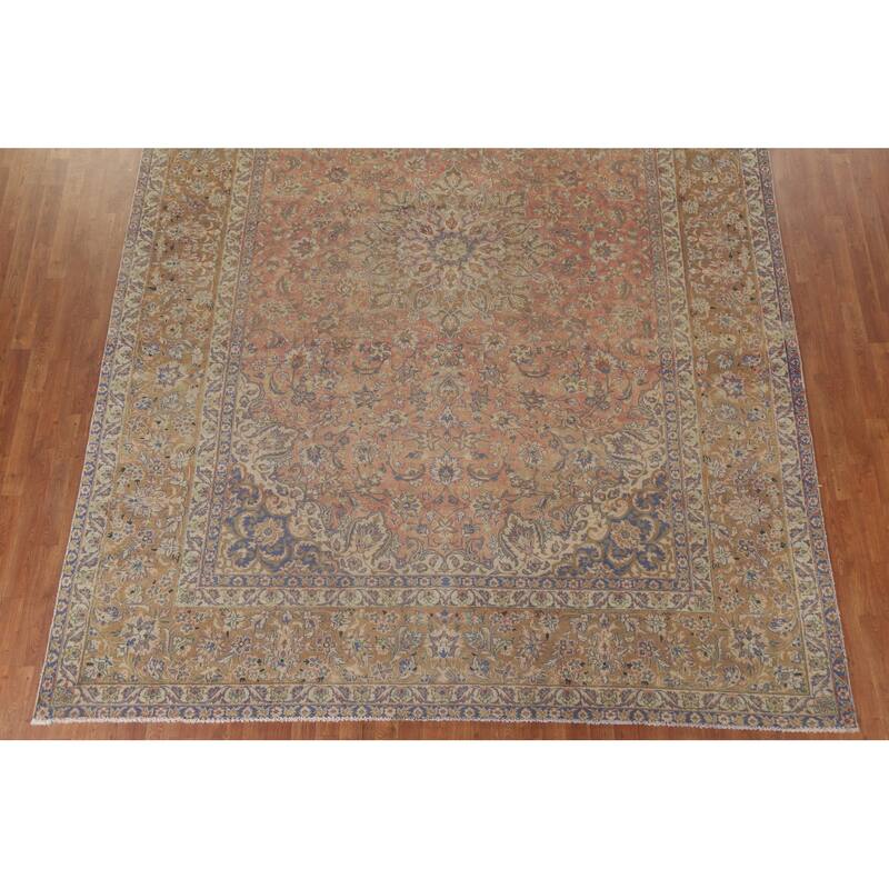 Hand Knotted Oriental 100% Wool Carpet Traditional Floral Oranges & Rust Kashan Area Rug - 13' 0'' X 9' 6''