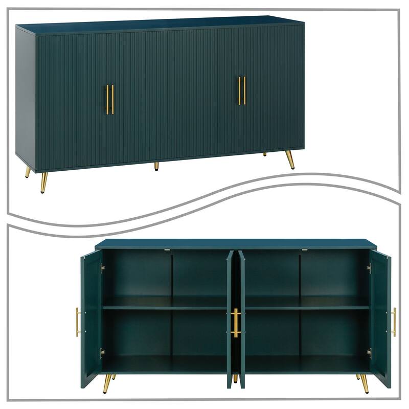 Modern Classic Storage Sideboard with Five Gold Metal Legs