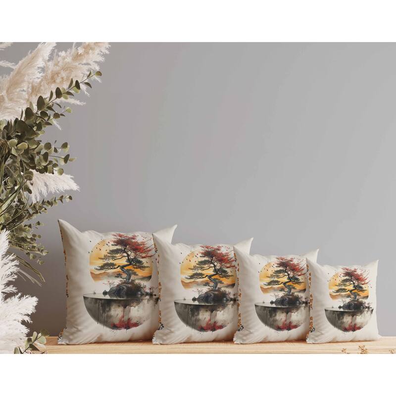 Blossom Bliss Bodhi Indoor/Outdoor Reversible Throw Pillow Peach and Orange