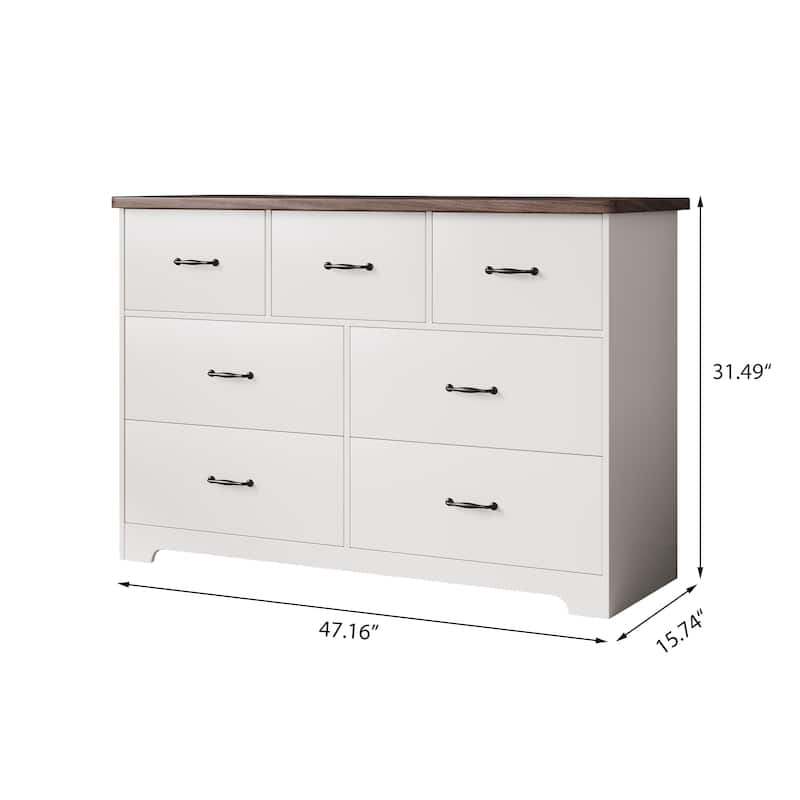 47.16" W Double Dresser, 7 Drawer Dresser