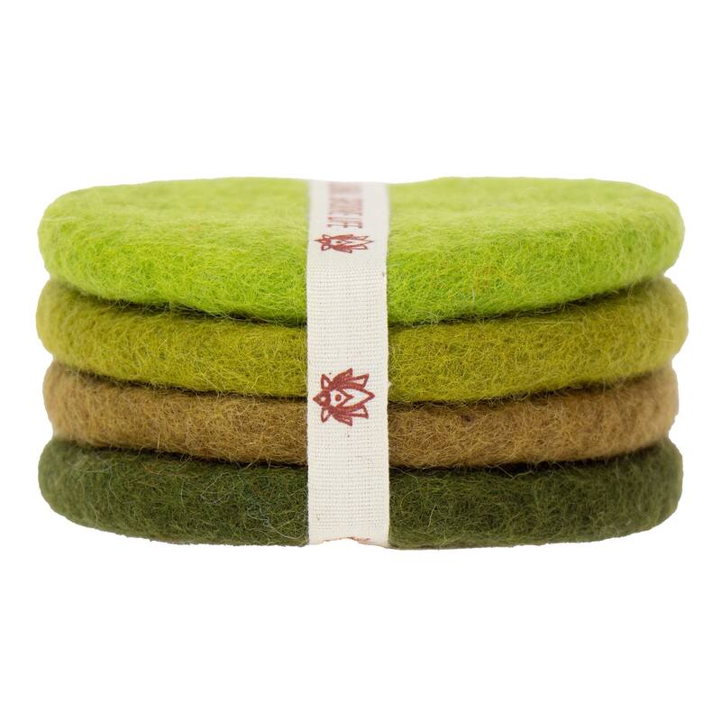 Handmade Felt Macaroon Coasters, Set of 4 - Avocado