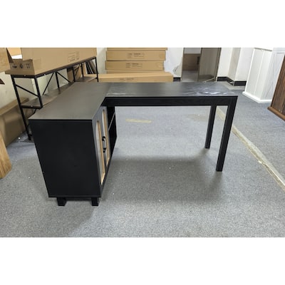 59-Inch Corner Computer Desk with File Cabinet and Shelves, L Shaped Executive Desk for Home Office
