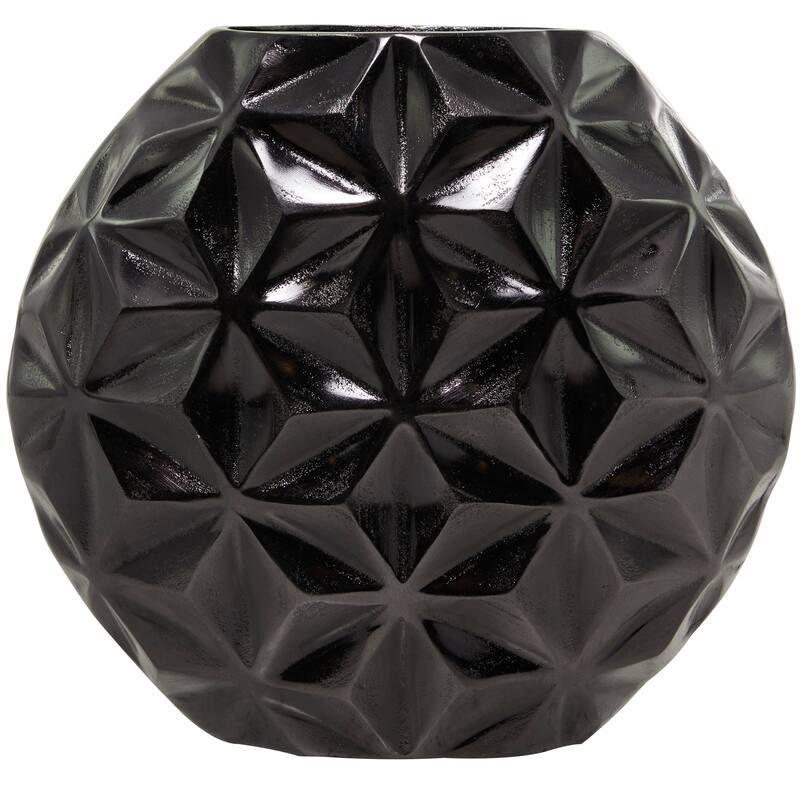 CosmoLiving by Cosmopolitan Aluminum Metal Faceted Geometric Vase - Black, Silver, Gold