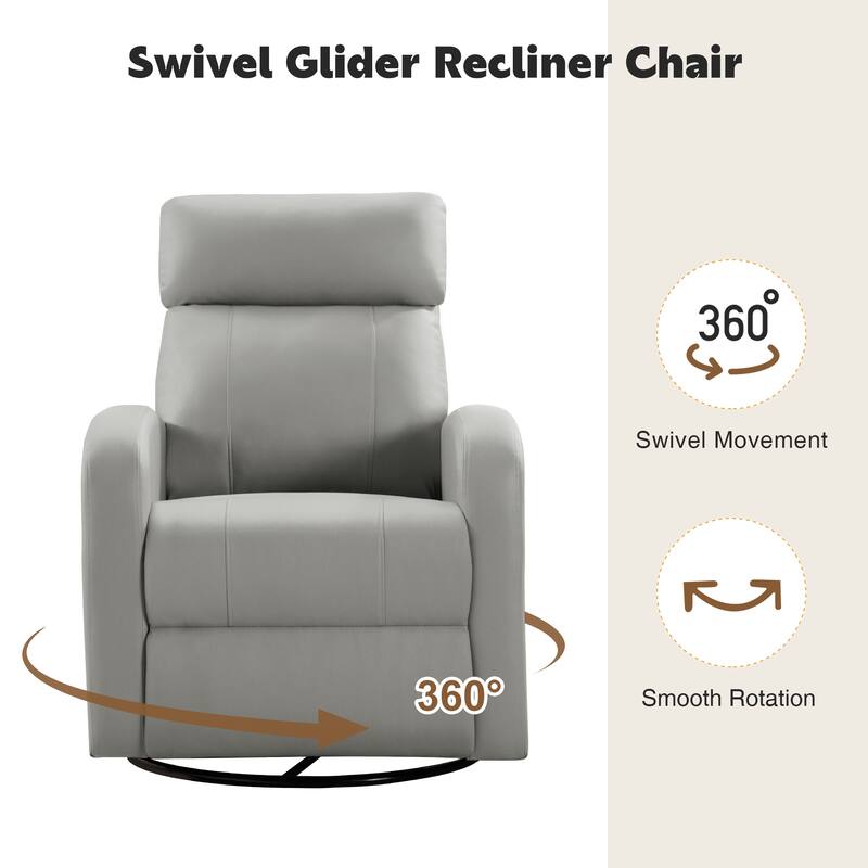 HOMYKA Modern Faux Leather Rocking Recliner with Swivel