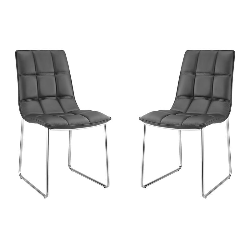 Casabianca Home Leandro Set of 2 Dining Chair in Black PU Leather - Black