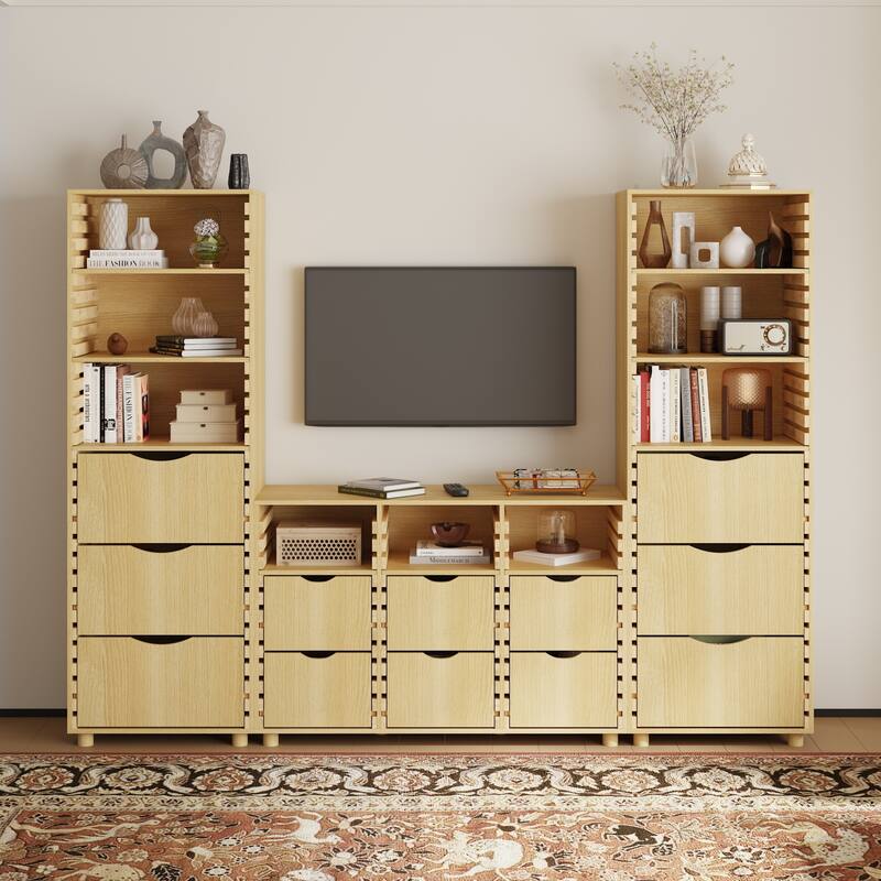 Entertainment Combo Units 2 Storage Cabinets and TV Stand Console Sets - 69.8 Inches in Width