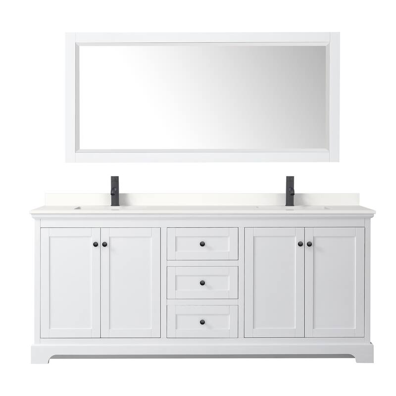 Avery 80-inch Double Vanity, Quartz Top, 70-inch Mirror