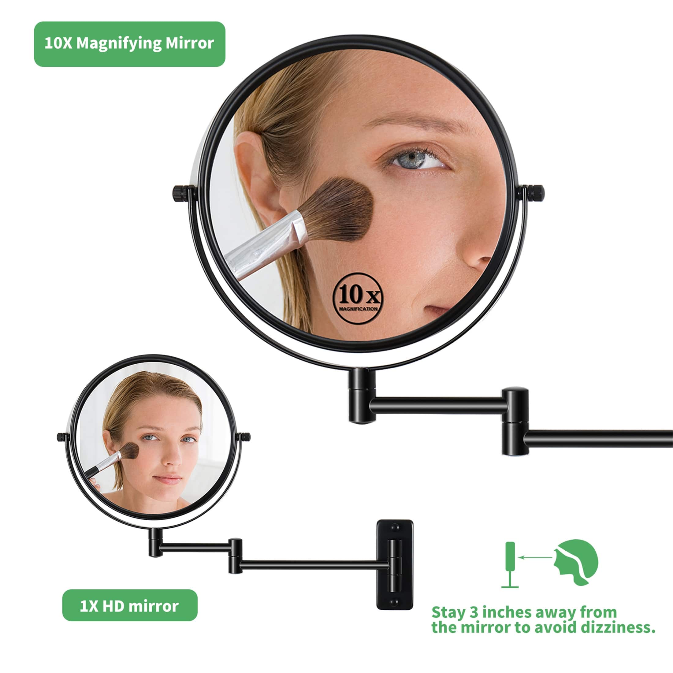 Makeup Mirror 10x Magnification DoubleSided Swivel Mirror Wall Mount
