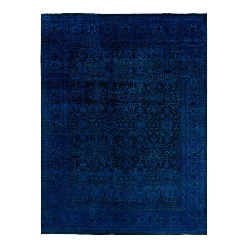 Fine Vibrance One-of-a-Kind Hand-Knotted Area Rug - Blue, 9' 1" x 12' 2" - 9' 1" x 12' 2"