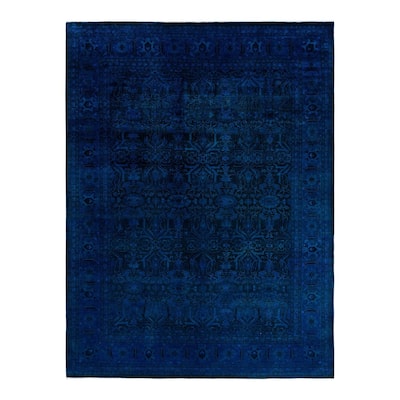 Fine Vibrance One-of-a-Kind Hand-Knotted Area Rug - Blue, 9' 1" x 12' 2" - 9' 1" x 12' 2"