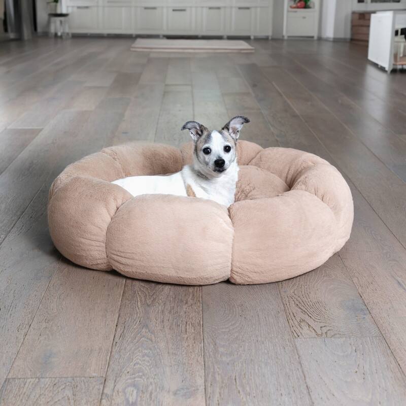 Sherry Kline Pets Daisy Round Donut Shape Calming Bed for Dogs and Cats