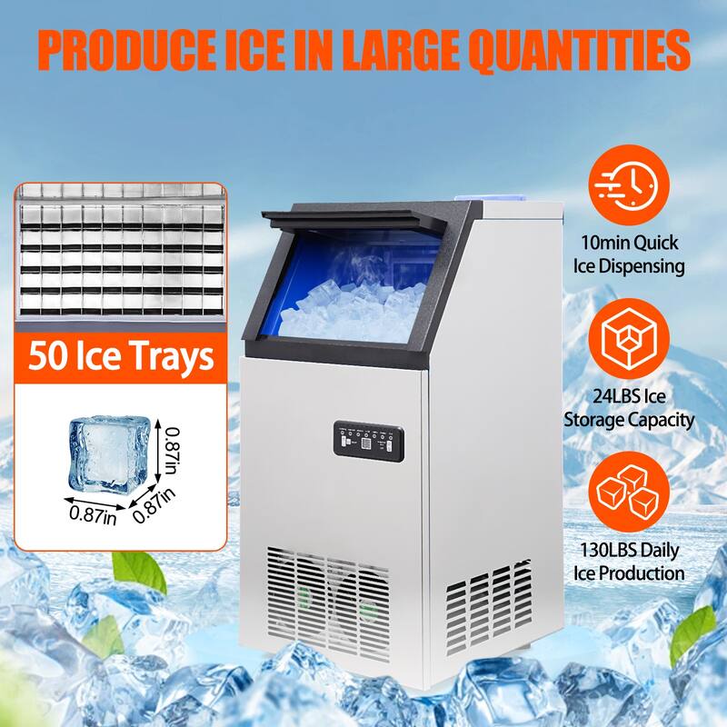 Commercial Ice Maker Machine, Freestanding Ice Maker includes Scoop for Home Office Restaurant Bar